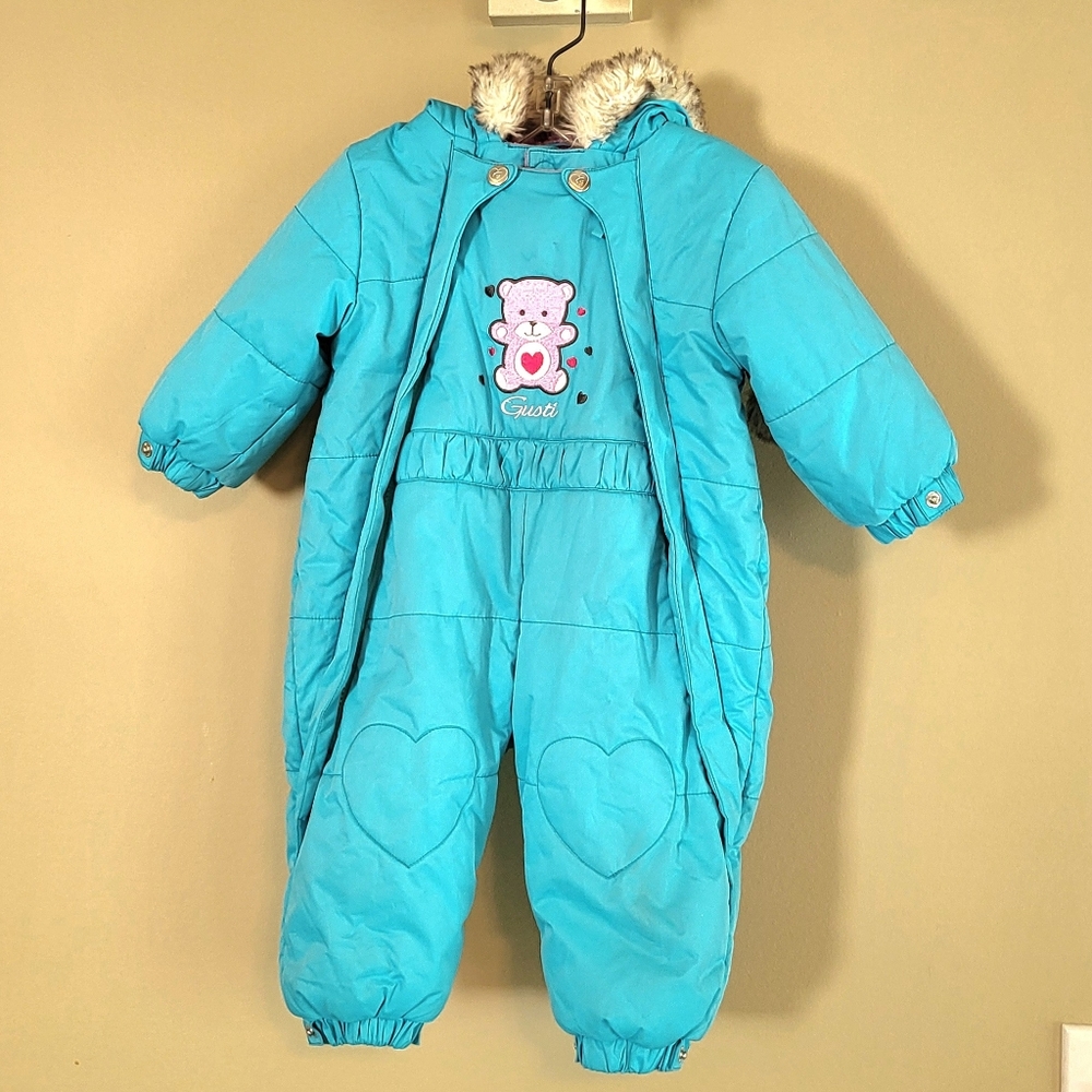 Super cute Gusti turquoise hooded snowsuit